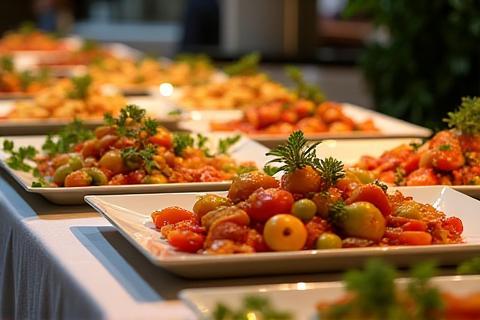 Allestimento catering di piatti liguri