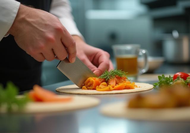Primo piano sulle mani che preparano il cibo in cucina