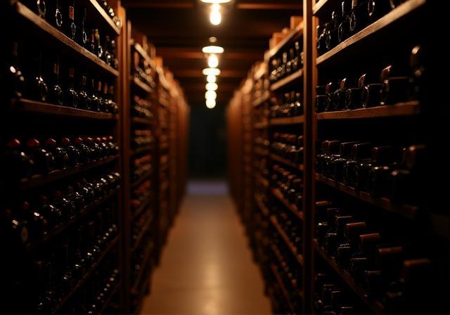 Vista all'interno della cantina dei vini del Ristorante Bellavista